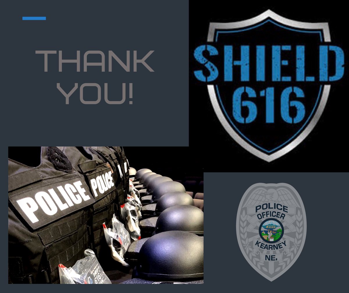 KearneyPolice's tweet photo. 💯% of KPD, @BuffaloCountySO, &amp; @1UNKPolice1 Officers &amp; Deputies now have @Shield616_ @AngelArmorPro all-day rifle protection gear thanks to nearly $200,000 in generous donations raised by volunteers to purchase rifle rated ballistic vests, helmets, &amp; trauma kits. THANK YOU! 🇺🇸🚔 https://t.co/AtUxj2bs2R