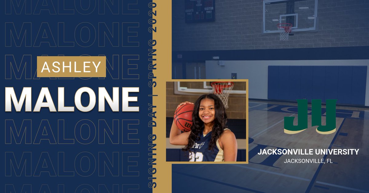 JPIIAthletics's tweet photo. 🚨SIGNED!!!🚨
 
🏀Ashley Malone signs to play basketball at Jacksonville University!
 
Highlights and words from @JPII_WBB head coach, Angi Puckett: https://t.co/MRvWrQ8I72

Congrats, Ashley!
 
#SigningDay #GoKnights https://t.co/Vfg7kbo3iA