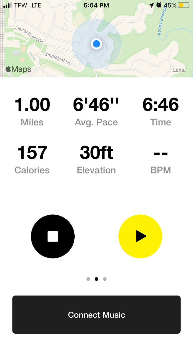 virtual workout today with a 1 mile run 