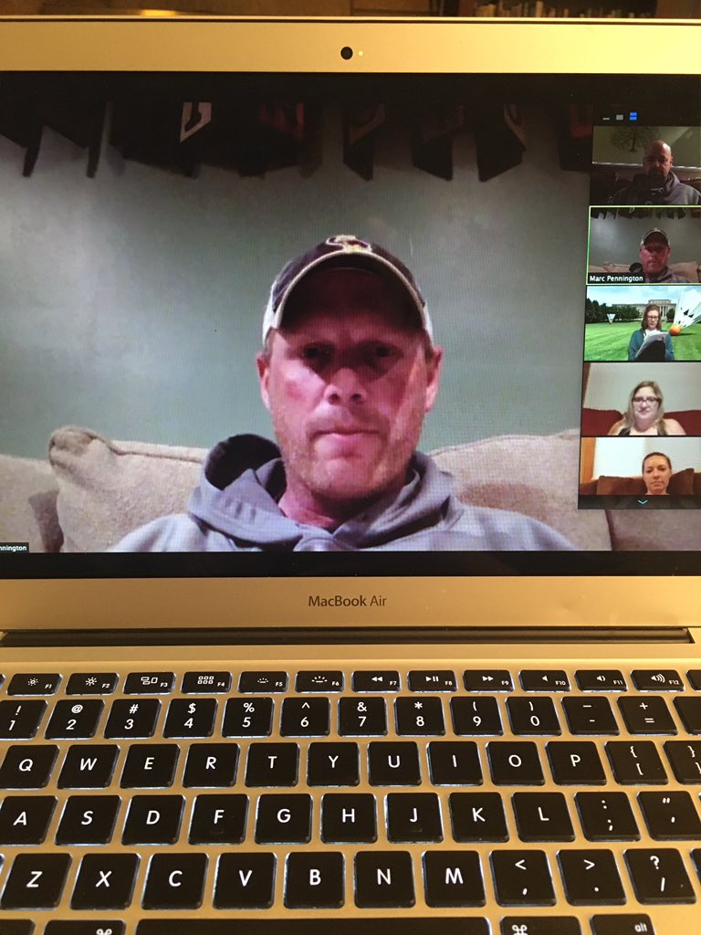 FrankSlabaugh's tweet photo. Love our weekly staff social Zooms! Playing a little Name that Tune tonight. Thanks to our awesome host @MPMSPrincipal #mphawks #mpstrong https://t.co/E7zOx75t9I