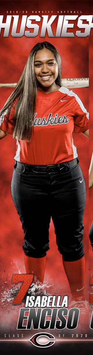 Our final senior is @belllaaenciso 4 yr varsity starter who earned 1st team All Big8 junior year. A clutch hitter who can dig out any throw at 1st base. Bella will continue her career at Cal Baptist next year. Best of luck Bella! ❤️🥎🖤 #husky4life @CEN10HS @cen10athletics