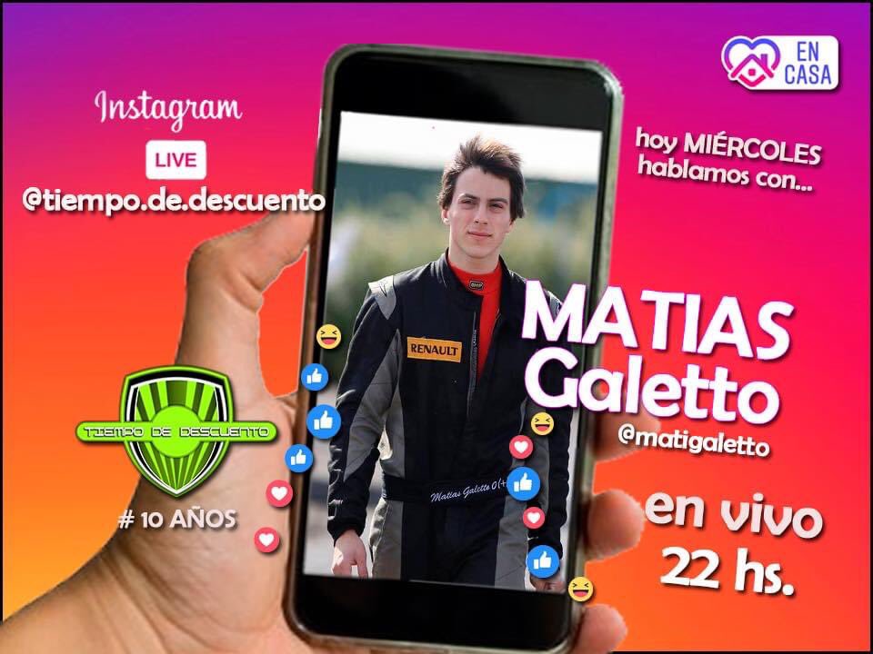 TdDescuento's tweet photo. #Ahora en #vivo Matias Galetto en #InstaLive https://t.co/0eO0mcL38U.descuento #Automovilismo #Piloto https://t.co/RvhMTuf6uP
