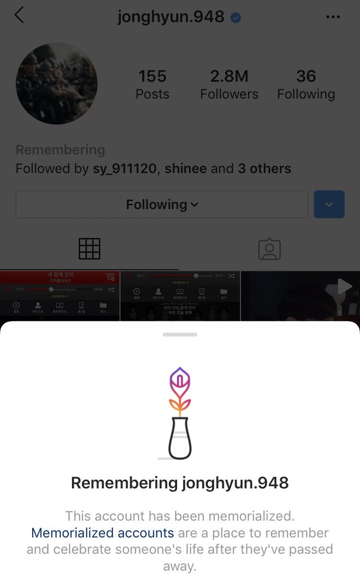 Mysterious Vip Jonghyun S Instagram Account Has Been Memorialized And It Won T Get Deleted Please Help Us Get The Following Accounts Memorialized Too Their Precious Posts Are A Gift Now
