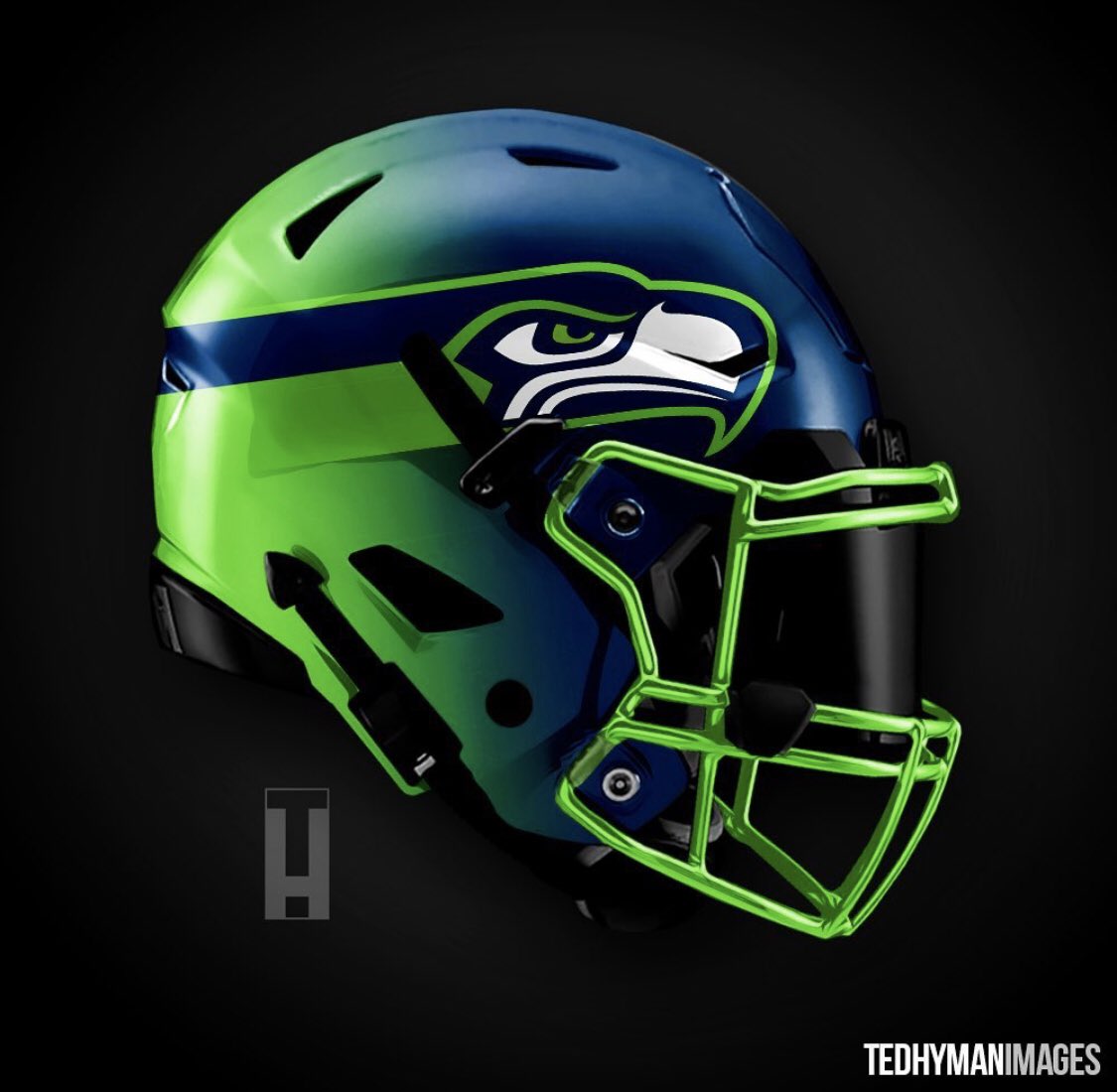 SeattleONTap's tweet photo. Would you want to see the #Seahawks rock these helmets?! 🧐        (🎨 @TedHyman247) https://t.co/M6LhMXjeWJ