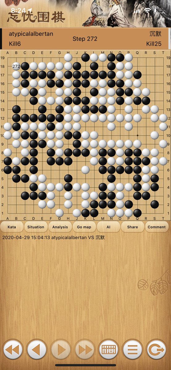 atypicalalbertn's tweet photo. In case youโre wondering how my quarantine is going, I recently ranked-up in online Go. #nerdposting #go https://t.co/qVurUp4G7M
