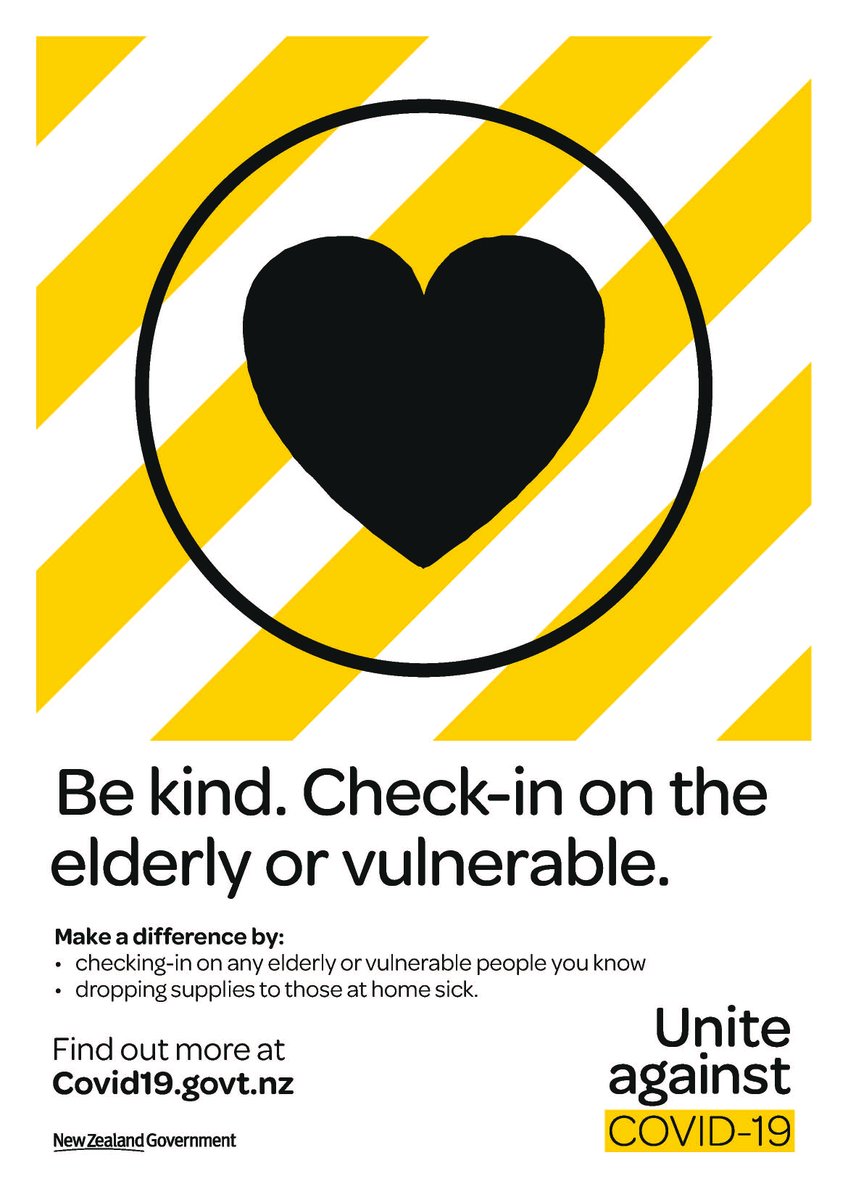 Clean_NZ's tweet photo. Be kind. Check-in on the elderly or vulnerable.
Together we can support the elderly and vulnerable through the coronavirus.
#weareallinthistogether #community #stayhomeforit
Source:@UniteAgainstCovid19 https://t.co/Nz0GZjCkla