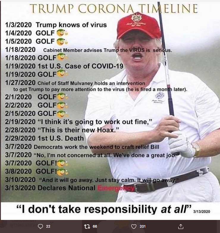 Since you tweeted this 14 hrs. ago, #USADeathToll from 
' #CoronaVirusHOAX ' ROCKETED to 61Thousand..
MOST preventable if #CoronavirusLiar hadn't been playing GOLF for weeks when it started...