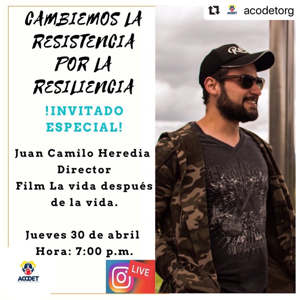 acodetorg's tweet photo. Mañana tendremos una charla muy especial llena de arte y magia hablaremos con Juan Camilo Heredia Director 🎥 La vida después de la vida ‼️ nos vemos en IG live @acodetorg  #txfamily #segundasoportunidades https://t.co/SlpT0uQWBW