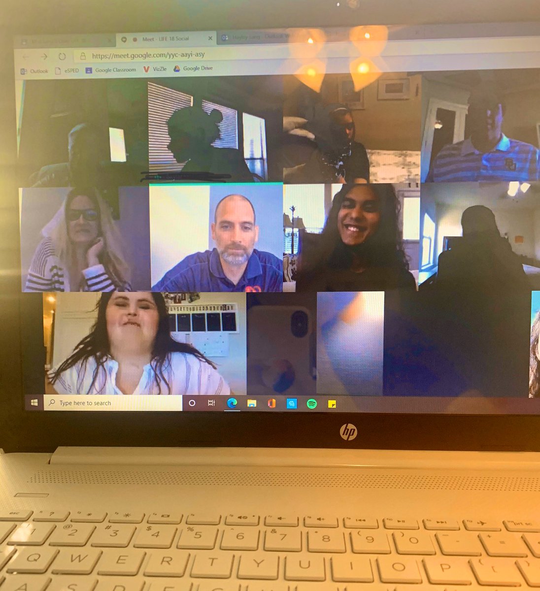 MissHayley4's tweet photo. low quality picture for some high quality memories. 🤍 missing a student’s birthday is definitely no fun, but we all sang HBD to her today! Many thanks to our special guests for joining us: @Michael_A_Webb @LWaldrop76 @BurchTawnya @TStudentsupport 🤗 https://t.co/xblen17cKP