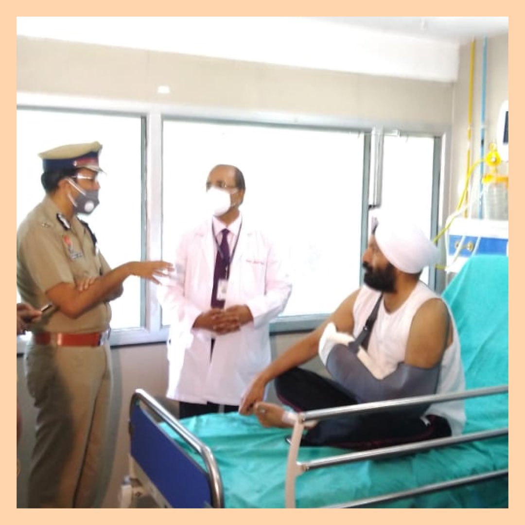 Thanks to world class treatment &amp; care by Director PGI &amp; his team, our warrior SI Harjit just left for his home today. 

Thank you all for your support &amp; prayers. 

We will continue to serve &amp; support you! 

Jai Hind !