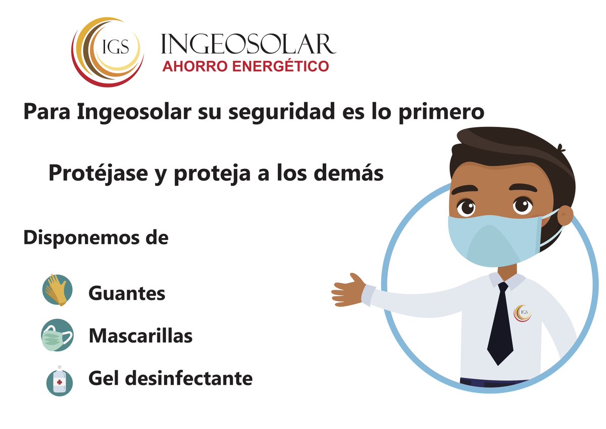 Ingeosolar's tweet photo. A partir del lunes 4 de mayo os atendemos con cita previa. Con el fin de garantizar las medidas sanitarias, disponemos de guantes, mascarillas y gel desinfectante para nuestros clientes.
📍 Pol. Ind. Tanos-Viérnoles (Torrelavega)
☎️ 942 04 99 65
👨‍💻 https://t.co/JuARO3VZ4e https://t.co/OcjS2Pmc9q