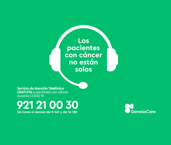idisalud's tweet photo. .@GenesisCareES implementa un servicio telefónico de atención asistencial gratuita para todos los pacientes con #cáncer de España durante la pandemia generada por la #COVID19. https://t.co/wmk0c6hLnD https://t.co/7qdKi4WsQf