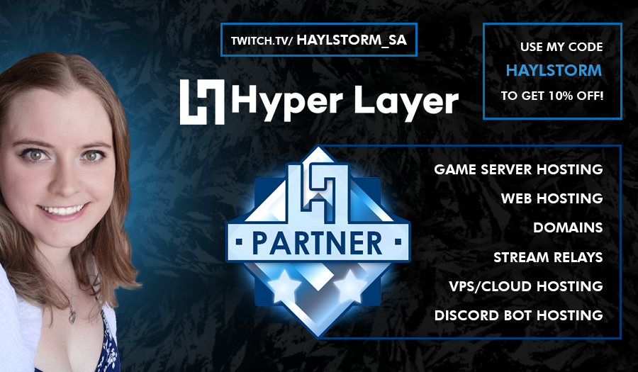 Hay_Haylstorm's tweet photo. I am now an official partner of @hyperlayersa <3 Check out their services here: https://t.co/YDMLRUnBBo and use my code 'Haylstorm' for 10% off site wide! #hyperlayer #partner #twitchstreamer https://t.co/GR3qzaI6dS