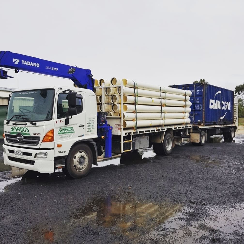 benparts's tweet photo. Two big truck loads of pipes headed off to their new home today ready for the installation of main line to supply three new centre pivot sites!! 
#weknowwater #benparts #mainline #centrepivots https://t.co/S5B8SC79fU
