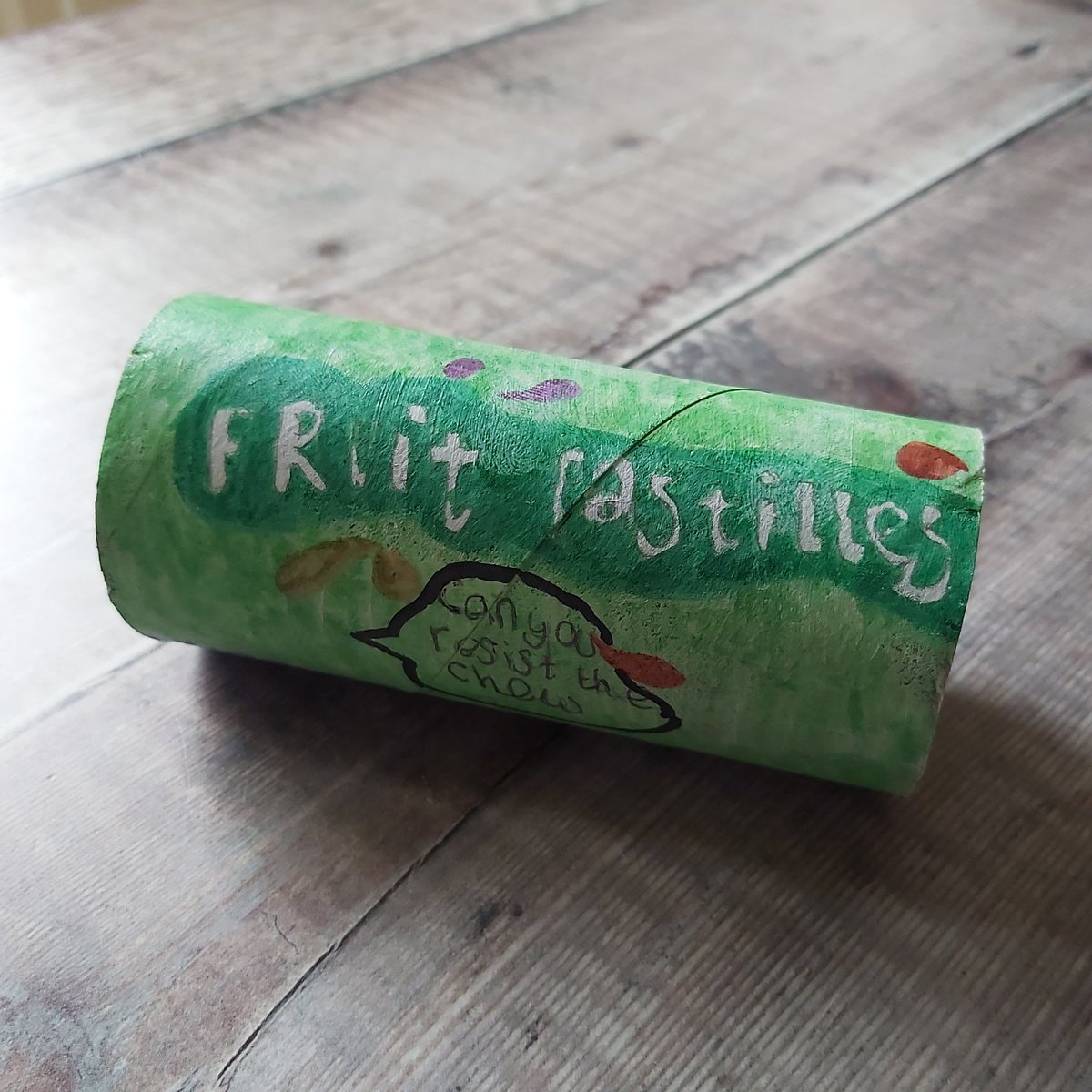 CottageCoppicin's tweet photo. @caerleonartdept Carys 7M1's loo roll challenge. Double sided Smarties/Fruit Pastilles https://t.co/z5SPHs0C9s