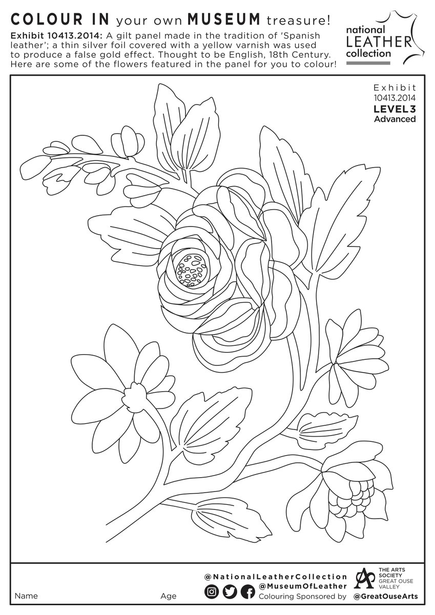 museumofleather's tweet photo. Thanks to our friends at @GreatOuseArts, we've made some colouring sheets inspired by items in the collection π₯³ These are suitable for all ages and free to download at https://t.co/k0WonVUdm9! Choices include a beautiful 18th C gilt leather panel ππ² #MuseumFromHome @bbcarts https://t.co/WQkA9LSO7C