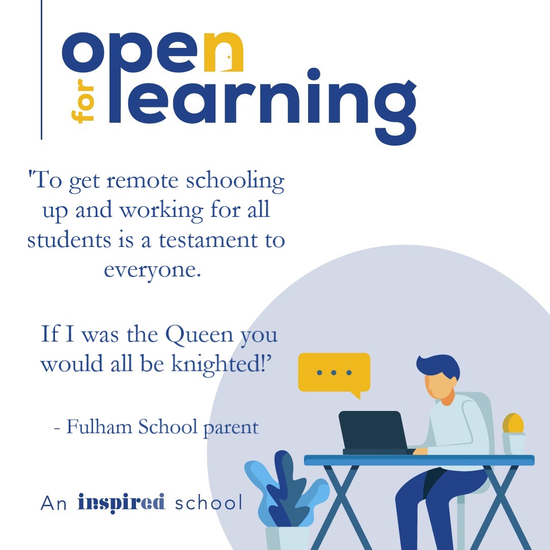 Thank you so much to all parents who have shown such wonderful support across the Fulham School community. We are so proud of our children and how well they have adjusted to Virtual Learning. Please do fill out our survey sent to all parents, we would love to hear your comments.