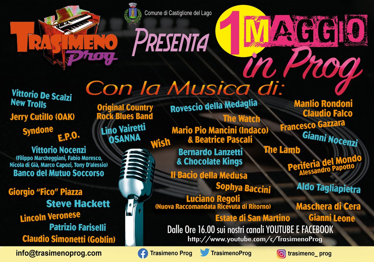 alepapo's tweet photo. Domani alle ore 16 "1° Maggio in Prog" con Steve Hackett (Genesis) @HackettOfficial, Patrizio Fariselli (Area), Gianni Nocenzi (Banco) e la mia Periferia Del Mondo @periferiadm Ecco il link: https://t.co/kXqhSjH7EN #prog #rock #progressive #music #trasimenoprog #1maggioinprog https://t.co/YYQuVEfCiz