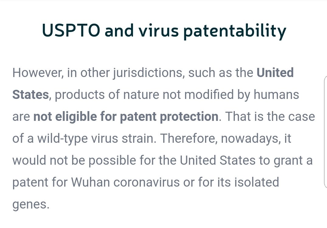 A  #natural  #virus or a Laboratory created  #bioweapon ? With a  #Global solution required, the  #vaccine  #Patent Applications will reveal all.  #SARSCoV2  #COVID19