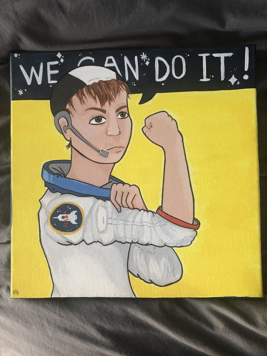 SpaceVixen1's tweet photo. Once upon a time, I painted this for a class book project! I’ve always been a big fan of space, and an even bigger fan of women 🥺 #painting #acrylicpainting #space #canvas #Throwback https://t.co/X95qeIBrqM