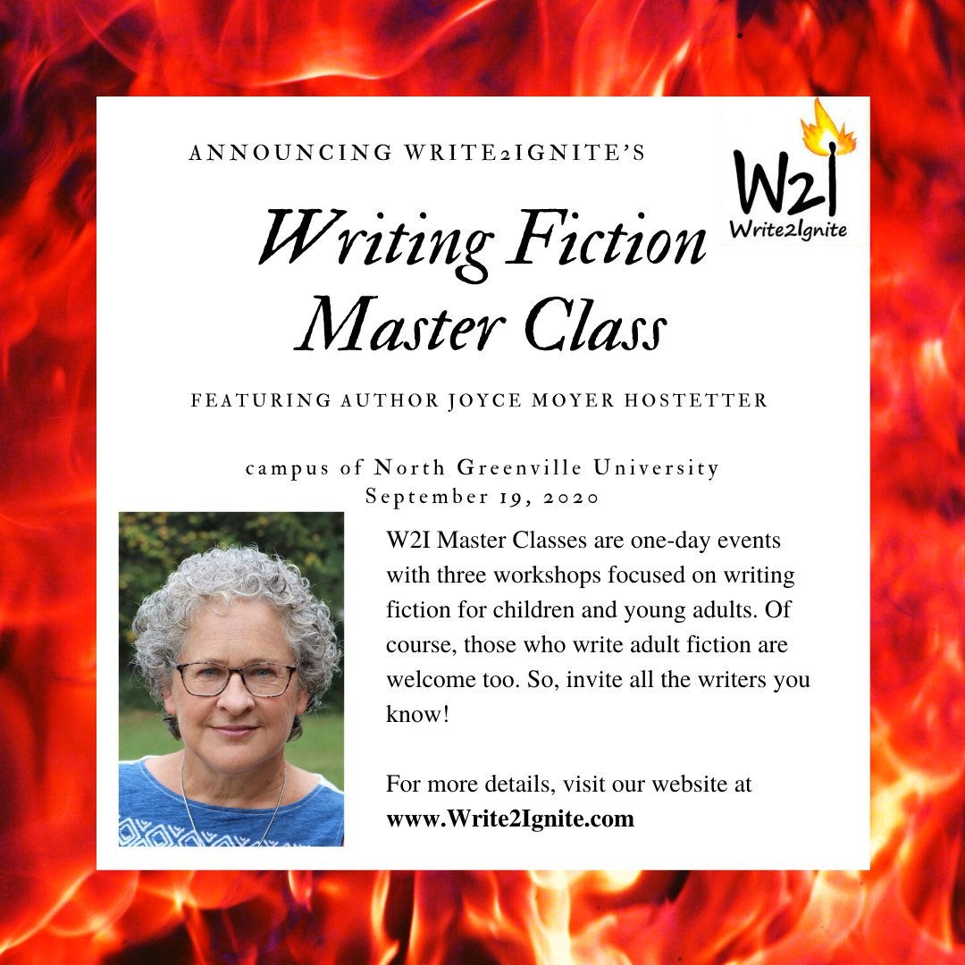 Write2Ignite's tweet photo. Looking forward to this Master Class? We certainly are!
#W2iMasterClass #WritingFiction #WritingforChildren #WritingforYA #JoyceHostetter #Christianauthors #ChristianWriting #WritingWorkshop https://t.co/8nkKDkqWEL