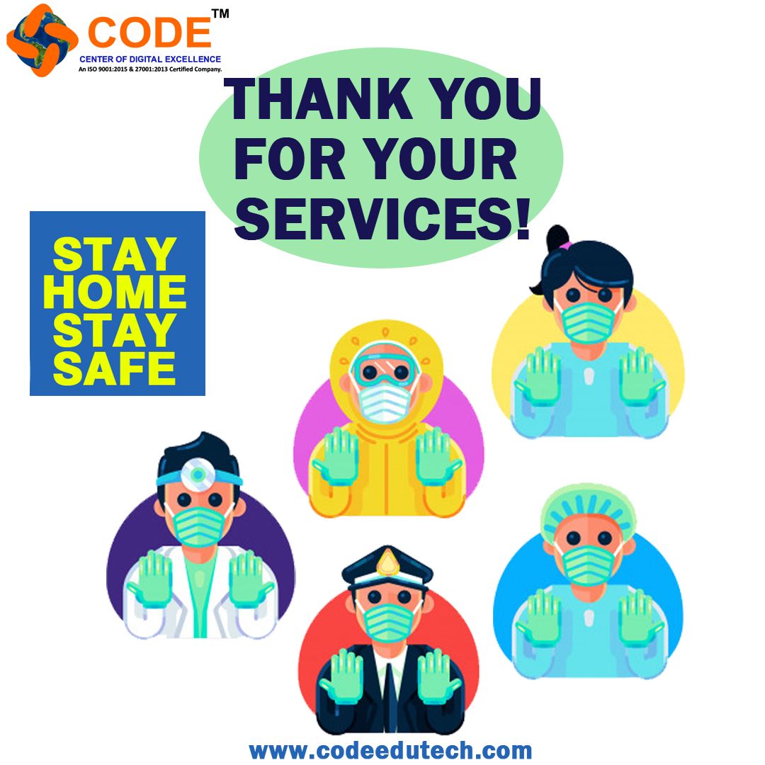 codeedutech's tweet image. Codeedutech thanks all the Doctors, Nurses, Policemen, Community Workers, Delivery Boys, Sanitation workers who are fighting and risking lives. #elearning #centerofdigitalexcellence #codeedutech #coronavirusindia #StayHomeStaySafe #thankyoucoronawarriors #covid19 #kidscancode