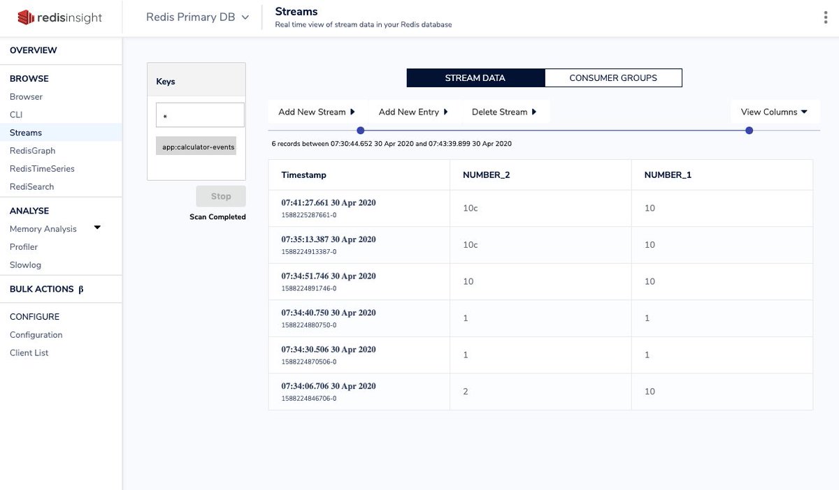 tgrall's tweet image. The new #Redis Streams viewer of #RedisInsight is really nice and useful during development! - Download Redis 1.4 (released yesterday! 👏👏👏 ) from here - redislabs.com/redisinsight/