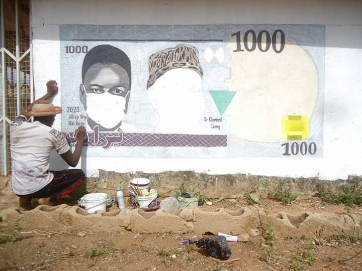InsideKaduna_'s tweet photo. Creativity at it’s best ...  
Thanks to @BamaiyiDanladi for this ... The message is clear
Kick #COVID19 Out 
Wear your face mask 
Wash your hands 
Engage social distancing 
Please retweet if you see this tweet https://t.co/klTAWWLJor