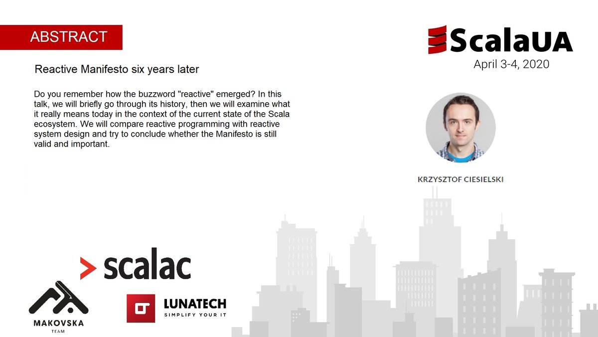 In about 1 hour, we are having a premiere on Youtube of the talk by Krzysztof Ciesielski - Reactive Manifesto six years later
youtube.com/watch?v=hIk1Mh…
Please join us and share it.