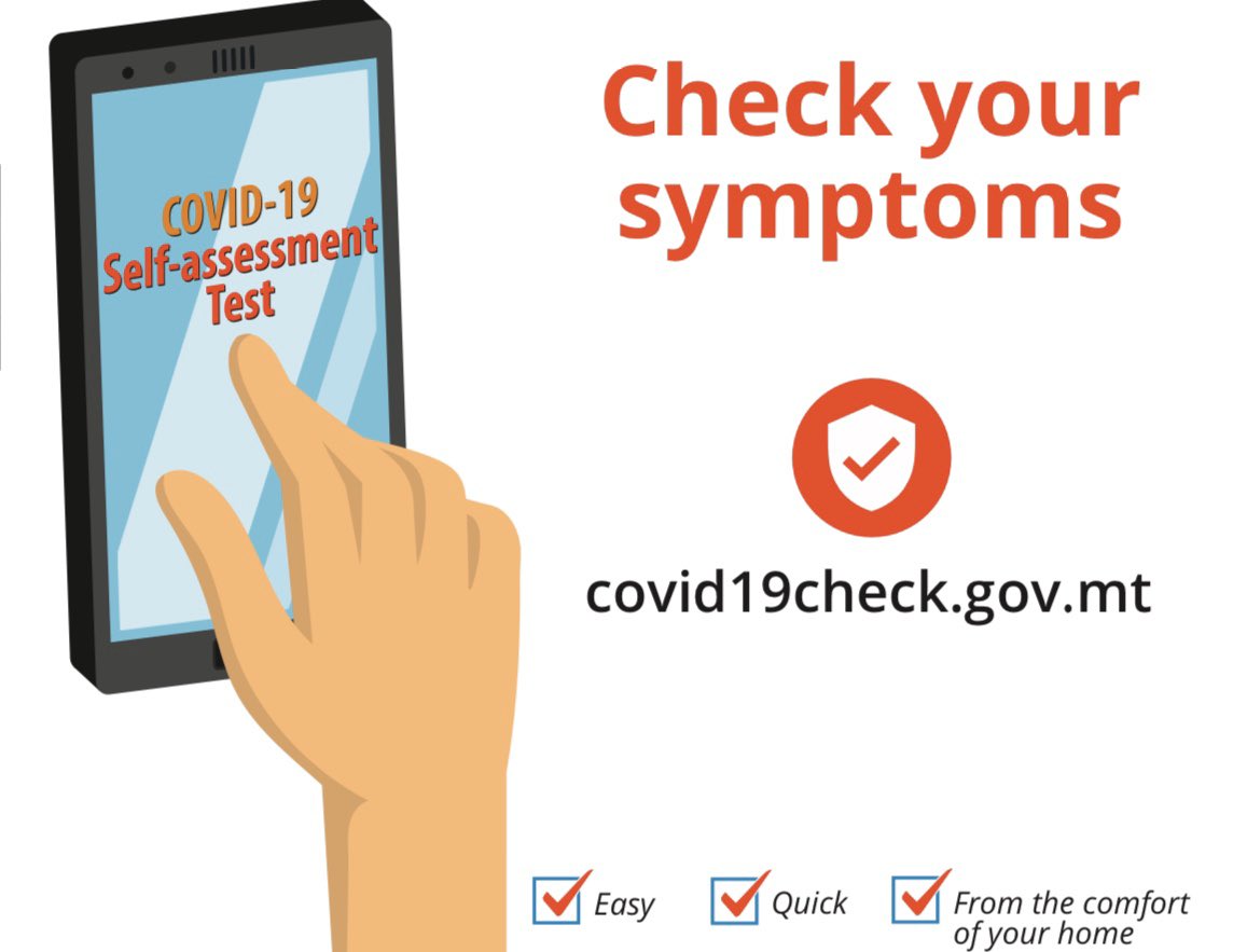 New #COVID19 symptom web app. Identifies your need to take the covid #test with full privacy. Check it out on covid19check.gov.mt and if needed #TakeTheTest