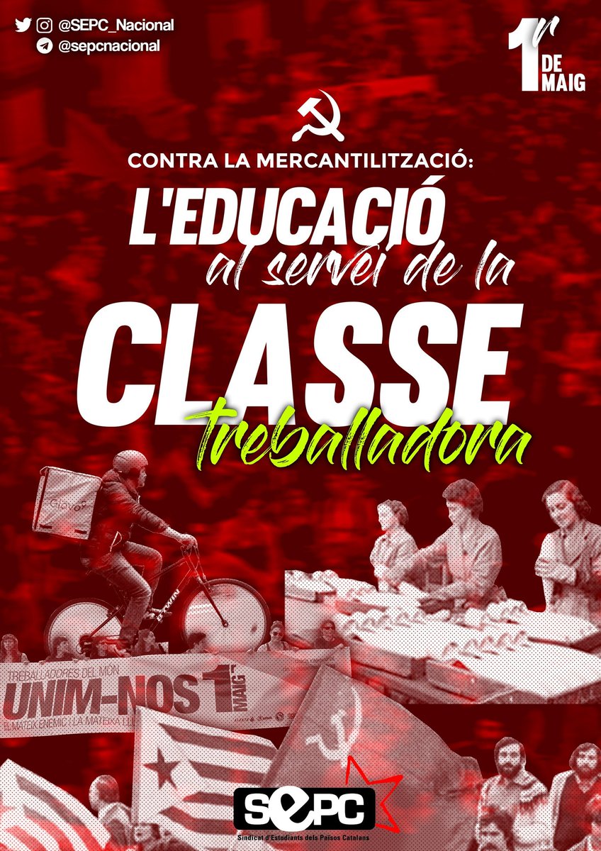 🌞 Bon dia! Contra la mercantilització de l'educació, l'educació al servei de la classe treballadora!

🛠️ Demà és primer de maig, i ara més que mai veiem que la classe treballadora necessita una educació digna, lluny de la mercantilització!
