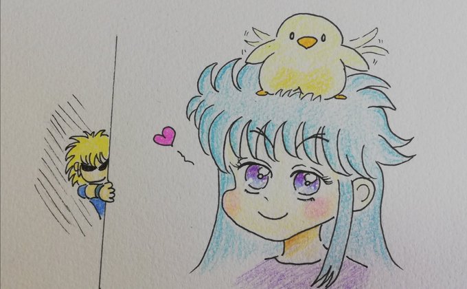 カミュ 小鳥を飼う カミュの頭頂部だけ髪が短い理由が分かりました 聖闘士星 くろぼう のイラスト