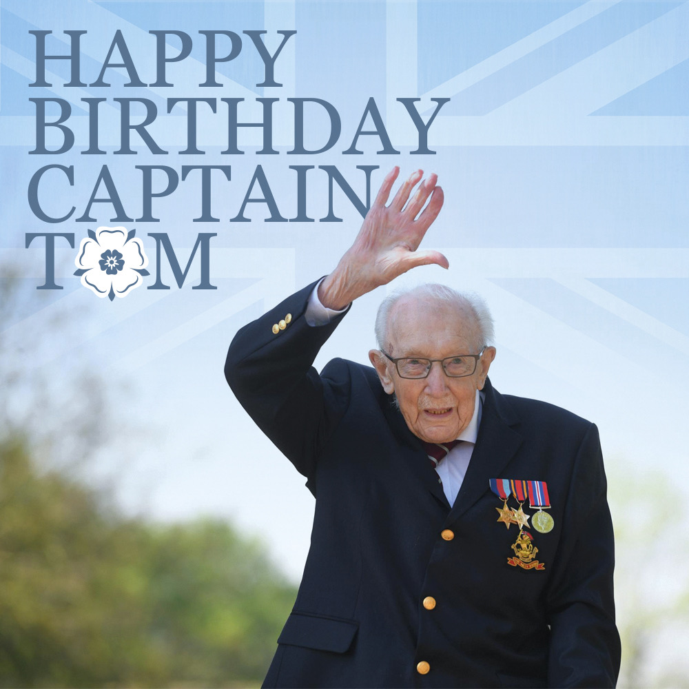 Happy 100th birthday to a Yorkshire legend, <a href="/captaintommoore/">Captain Sir Tom Moore</a>.

Thank you for all you have done for The NHS &amp; for inspiring so many people. 

#happybirthdaytom
