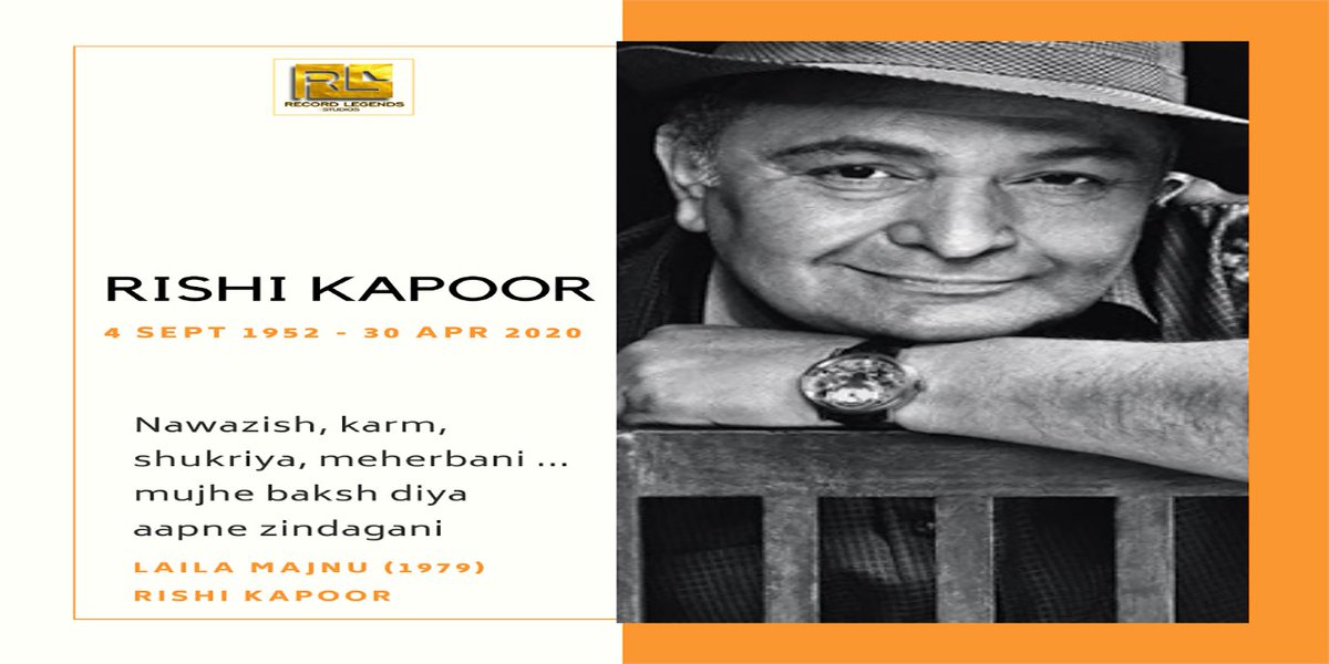 recordlegends's tweet photo. Nawazish, karm, shukriya, meherbani ... mujhe baksh diya aapne zindagani ! om Shanti 

Rest In Peace #RishiKapoor #RIPLegend https://t.co/mdRa6Jq2dp