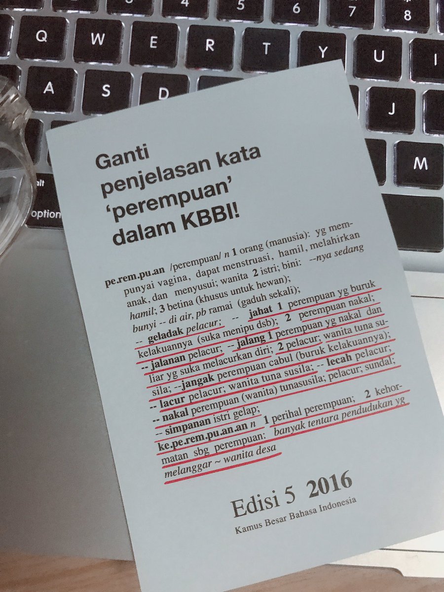 Kalau di Women’s March gue gak ngeliat seseorang pake kaos ini, gue gak bakal tau kalo ternyata penjelasan ‘perempuan’ secara resmi aja udah misoginistik. Makasih banyak kak <a href="/vantiani/">Ika Vantiani</a> sudah menggagas project ini, sukses terus sampai penjelasannya diganti!