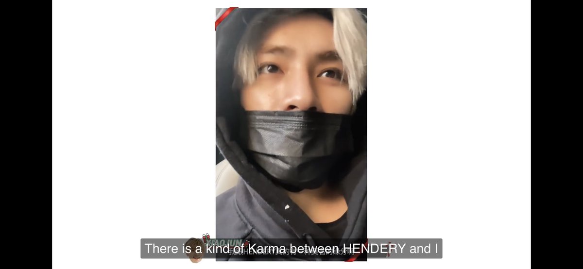 i explained in a tweet saying that the word "karma" actually meant "fate/destiny" so he was saying that him and hendery had a strange fate/destiny cuz he always gets hendery whenever they play games TT___TT https://twitter.com/pasteldery/status/1210860118323023872?s=19