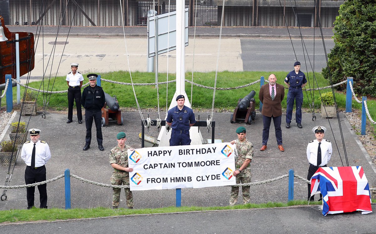 Royal Navy in Scotland (@rninscotland) on Twitter photo .<a href="/captaintommoore/">Captain Sir Tom Moore</a>, a very Happy 100th Birthday to you from all at HM Naval Base Clyde. A remarkable milestone and a truly remarkable man. Thank you for all you are doing. 🎂🌈🇬🇧👏#CaptainTomMoore .<a href="/captaintommoore/">Captain Sir Tom Moore</a>, a very Happy 100th Birthday to you from all at HM Naval Base Clyde. A remarkable milestone and a truly remarkable man. Thank you for all you are doing. 🎂🌈🇬🇧👏#CaptainTomMoore