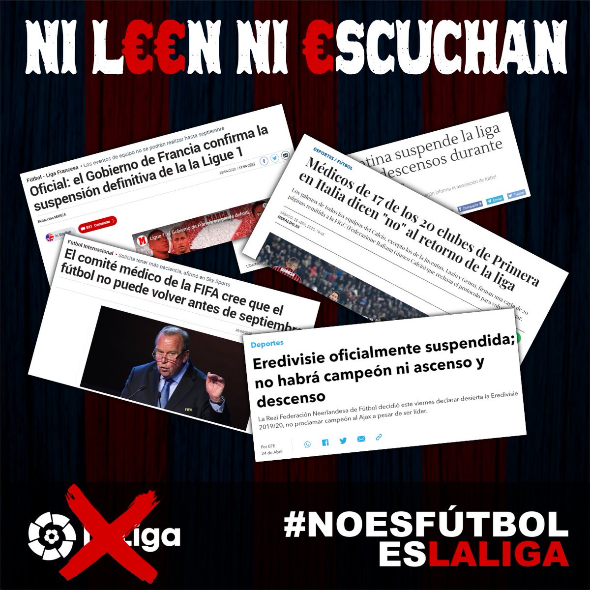 NI L€€N NI €SCUCHAN

<a href="/LaLiga/">LALIGA</a> <a href="/rfef/">RFEF</a>   <a href="/SDEibar/">SD Eibar</a> 

#NoEsFutbolEsLaLiga