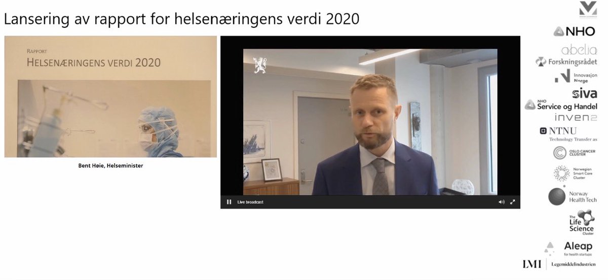 - Vi kommer til å samarbeide mye tettere med dere i #helsenæringen fremover, og kulturendringen vi etterlyste fra det offentlige er kommet raskere nå med krisen vi er i, sier helseminister @BentHHoyre