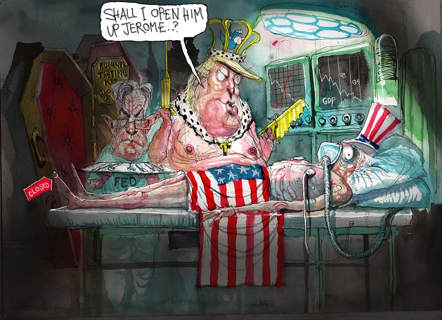 dr trumpenstein operates on his latest patient - Uncle Sam