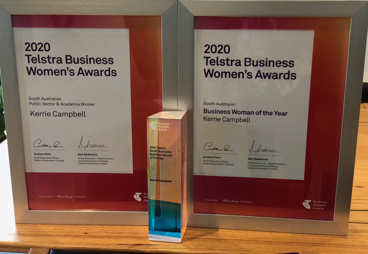 kcampbell67's tweet photo. So proud and shocked to win the SA Public Sector and Academia AND SA Telstra Business Women of the Year for 2020. So many talented and amazing women in the award I feel beyond honored. Thank you to my Flinders University crew. #Flinders #Flinderuniversity #telstrabizwomen https://t.co/tjxUypf8ah