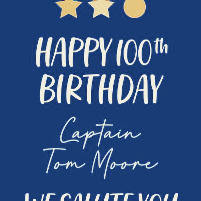 Extended Clap for Carers at 8pm on your doorsteps tonight and after Sing Happy Birthday for our Hero Captain Tom Moore 100 Today 👏🏻 💗 
Happy Birthday Tom 🥳