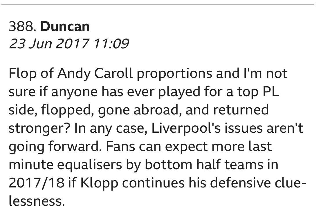  | The “experts” were out in full on the  @BBCSport website when we signed Salah. Have a look at some of these comments!  *A Thread*