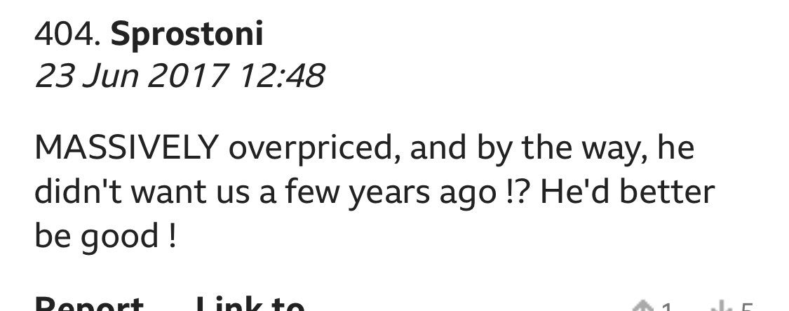  | The “experts” were out in full on the  @BBCSport website when we signed Salah. Have a look at some of these comments!  *A Thread*
