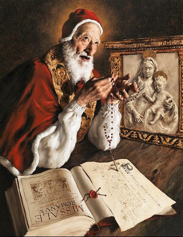 Bruveccles's tweet photo. The Pope was in his chapel before day or battle broke,
(Don John of Austria is hidden in the smoke.)
The hidden room in man’s house where God sits all the year,
The secret window whence the world looks small and very dear.
#PiusV #GKC4Saint #Lepanto https://t.co/6TPlhY79W5