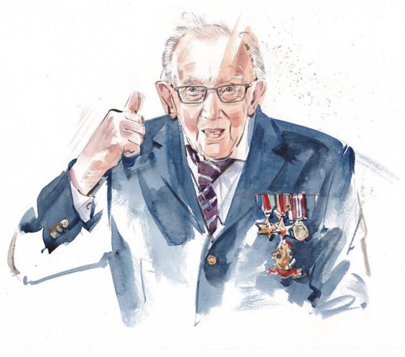 Happy 100th birthday Captain Tom. Britishness at its best #HappyBirthdayCaptainTom #CaptainTomMoore #CaptainTom #100today