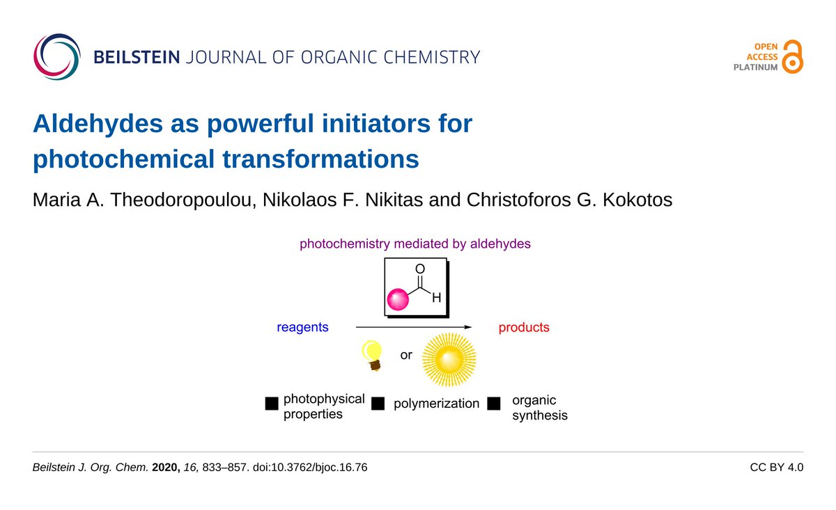 Kokotos Cg Research Group Our Manuscript Which Reviews The Use Of Aldehydes As Potential Initiators Is Now Out In Beilsteil Joc Beilsteininst Thank You Tim Tnoel For The Invitation To