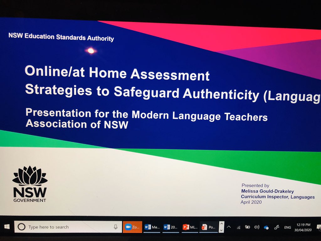 MLTANSW's tweet photo. 365 committed language teachers across NSW joined Melissa Gould-Drakeley, @LanguagesNESA Inspector Languages focusing on Assessing Remotely in Languages. Great strategies for safeguarding authenticity in assessment while students are learning remotely. TY https://t.co/RU6ilI6oHo