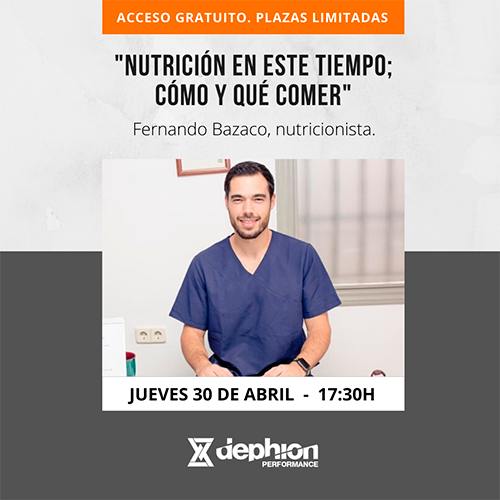 dephion's tweet photo. Y hoy tenemos ponencia con Fernando Bazaco, #nutricionista en #DephionPerformance que nos hablará sobre cómo y qué comer en estos días de #confinamiento. ¡Muy interesante!
👉Aún te da tiempo de apuntarte: https://t.co/dZOauzD9zh
---
#Nutricion #comesano #Vidasana #Quecomer https://t.co/uD7wlPucUp