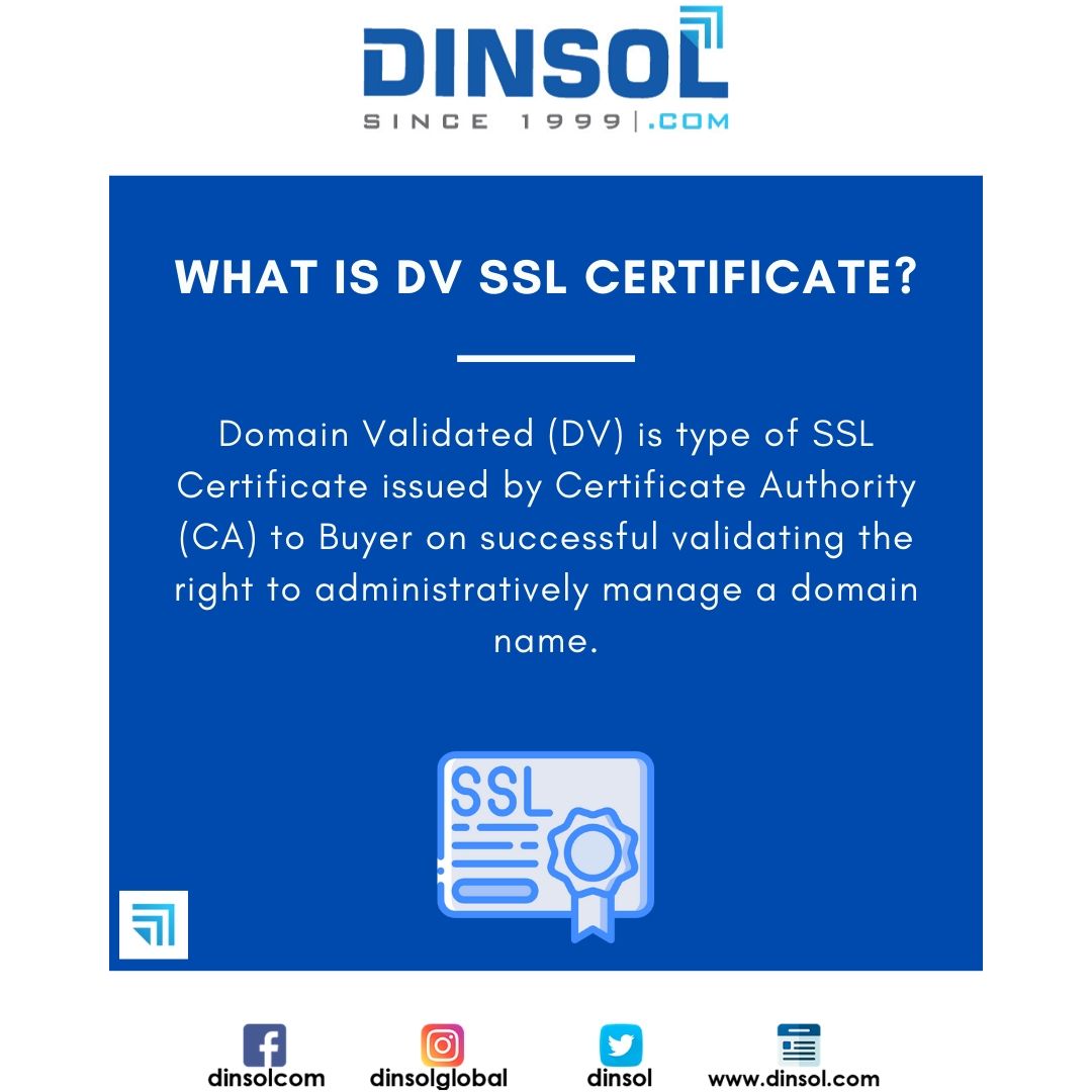 dinsol's tweet photo. #DomainValidated (DV) is type of #SSLCertificate issued by #Certificate Authority (CA) to Buyer on successful validating the right to administratively manage a #domain name
Dinsol Global ( @dinsolglobal ) offers SSL Certificate
https://t.co/m5o5TdPs9w https://t.co/z9GBc9TJPU